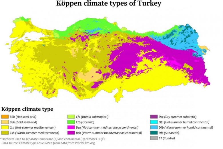 карта клімату Туреччини